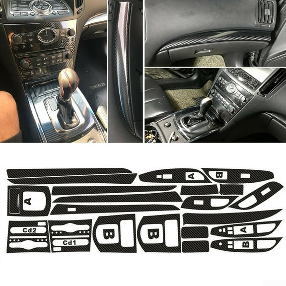 3D Carbon Fiber Pattern Interior DIY Trim Decals For Infiniti G25 G37 2009-2013
