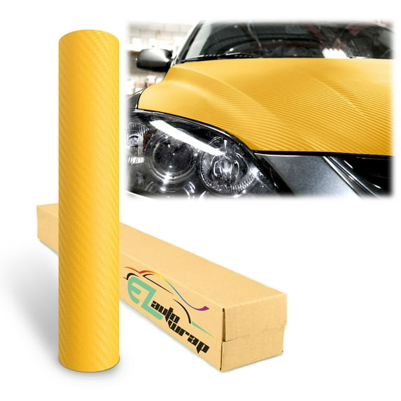 3D Carbon Fiber Textured Yellow Matte Car Auto Motorcycle Vehicle Sticker Decal Vinyl Wrap Film Sheet Decoration