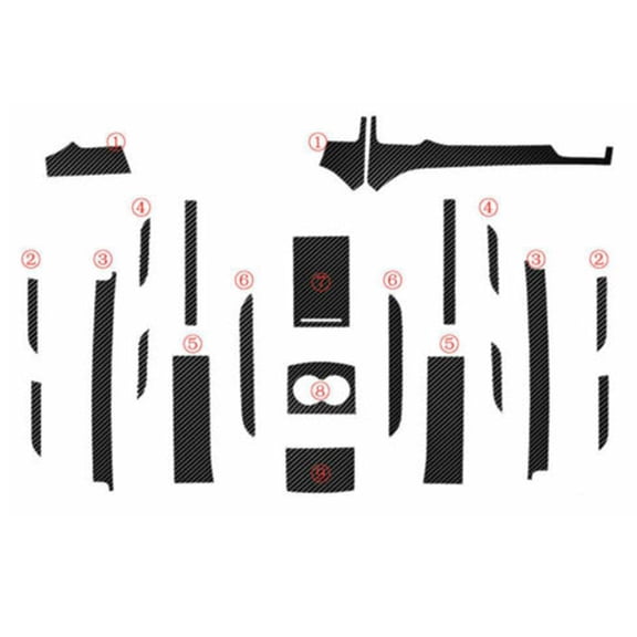 3D Carbon Fiber Vinyl Sticker Trim for Tesla Model X and Model S 2012-2021 Center Console Wrap Dashboard Interior Decor Kit Left Hand Drive Vehicles Black