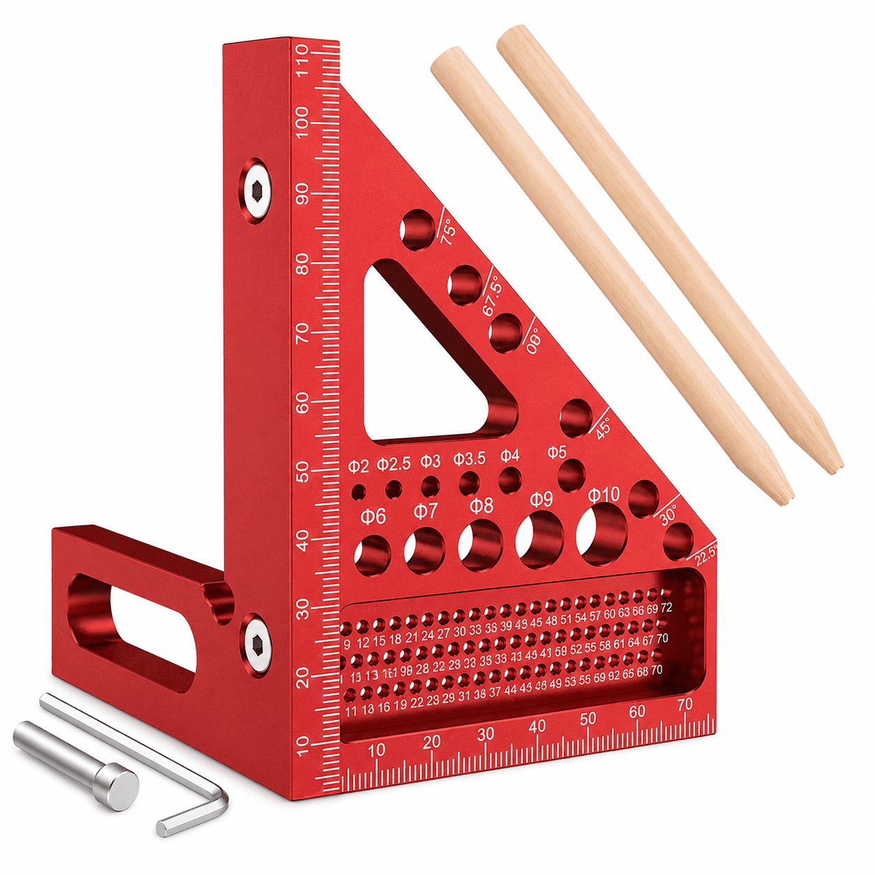 Versatile Ruler 3D Carpenter Square Aluminum Woodworking Square 22.5-90 Degree ...