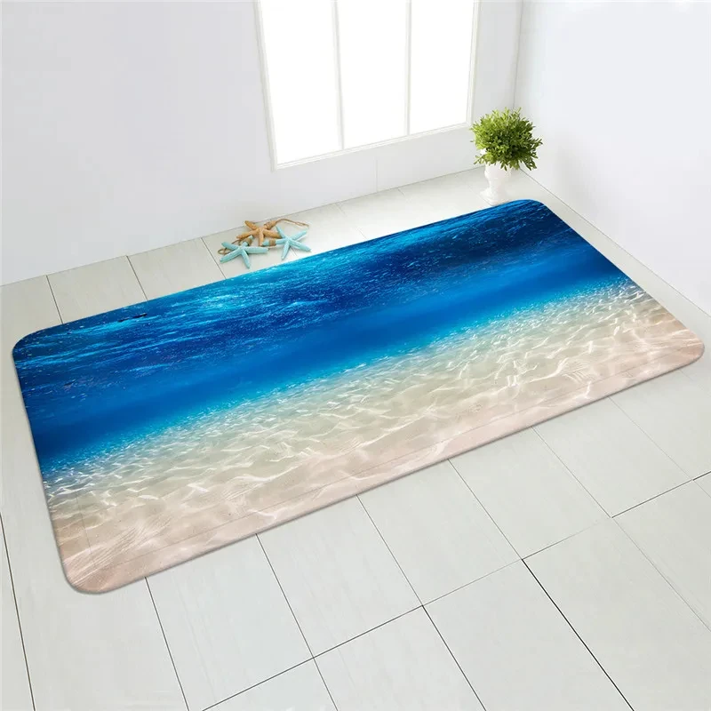3D Carpets for Living Room Large Waves Beachs Room Rug Blue Kitchen Mat