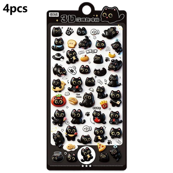 3D Cartoon Animal Cat Stickers Cute Design For Phone Case Diary Stationery And More
