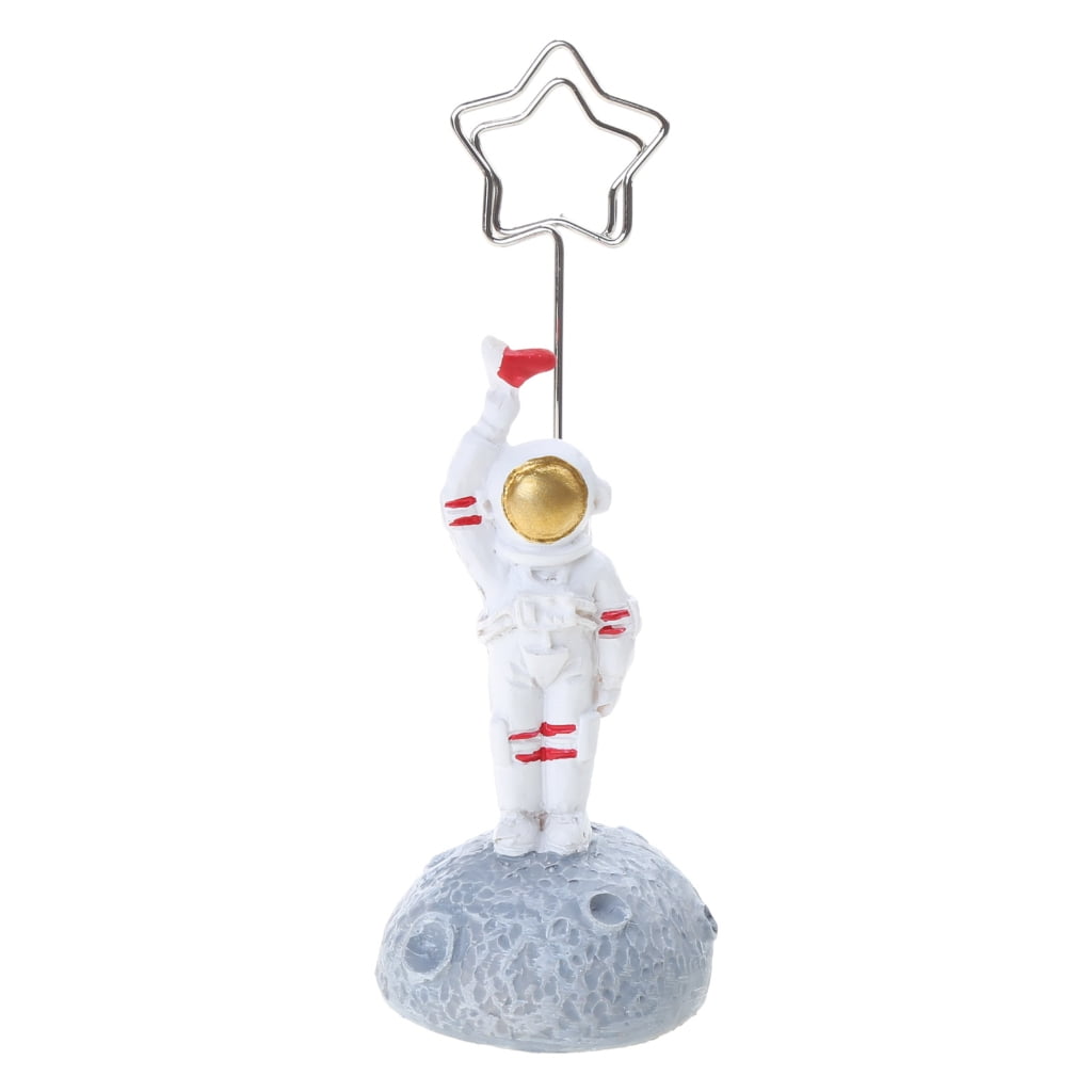 3D Cartoon Card Photo Holder Astronaut Figurine Table Number Memo Note