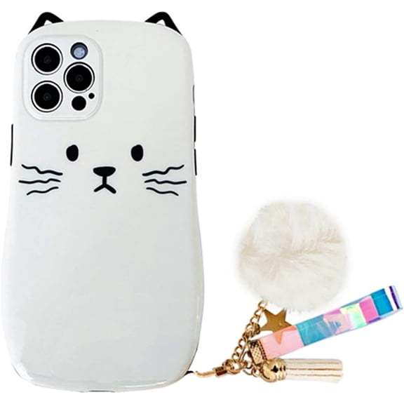 3D Cartoon Case Compatible with iPhone 11 Pro, Cute Cool Fun Soft Silicone Bumper Case Protective Cover (Cat White, iPhone 11 Pro)