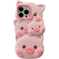 thumbnail image 1 of 3D Cartoon Cute Overlaping Pig Soft  for iPhone Case (Pink,iPhone 14 Pro Max), 1 of 6