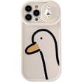 thumbnail image 1 of 3D Cartoon Duck Slide Camera Protector Soft Phone Case Compatible with iPhone Case (White,iPhone 12 Pro), 1 of 5