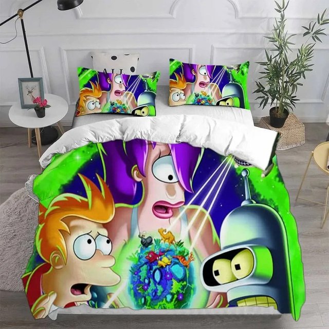 3D Cartoon Futuramas Bender Bedding Set Boys Girls Twin Queen Size