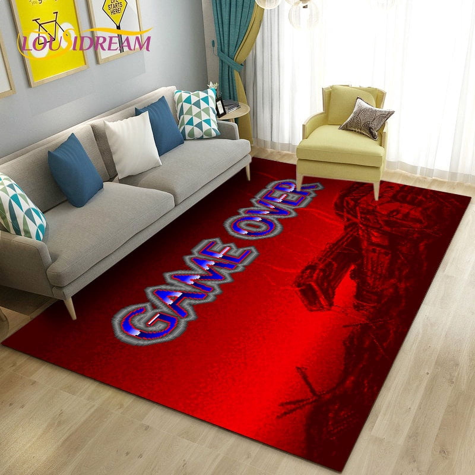 Large Rugs Game 3D Cartoon Gamer Game Over Area Rug Large Carpet Rug for Living Room ...