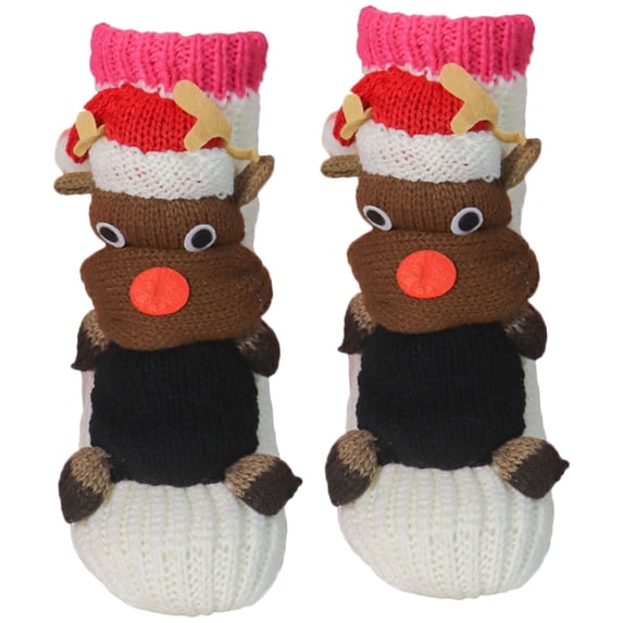 Library Cartoon Inage 3D Cartoon Grip Knit Socks For Adults Floor Winter Warm Stockings Cozy ...