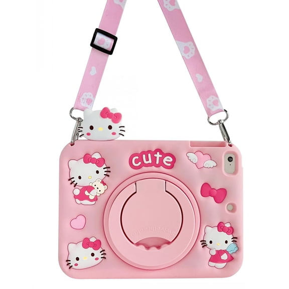 3D Cartoon Kitty Case for iPad mini 7 (A17 Pro) Generation 2024, iPad mini 6 2021, 8.3-inch Kids Shockproof Case Cover
