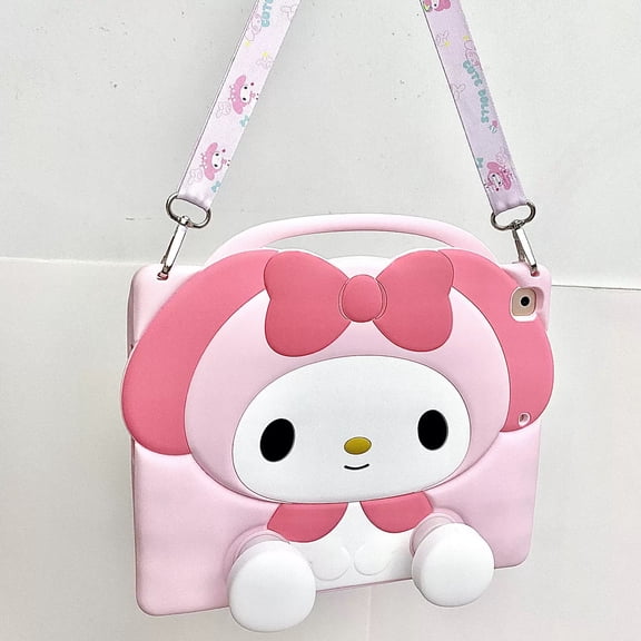 3D Cartoon Kitty Kuromi Melody Case for iPad 9th Generation Case, iPad 8th/7th Generation 10.2 inch Case 2021/2020/2019 Kids Shockproof Case for iPad 10.2 Cover with Handle & Shoulder Strap