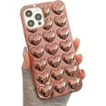 thumbnail image 1 of 3D Cartoon Phone Case Compatible with iPhone 12 Mini, Soft Silicone Creative Design Protective Bumper Case Cover (Hearts Rose Gold, iPhone 12 Mini), 1 of 12