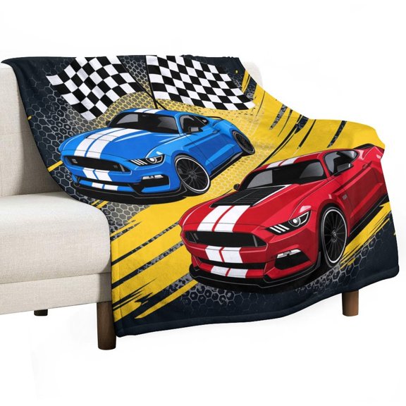 3D Cartoon Race Sports Car Print Soft Blanket Throw Blankets Warm Cozy Lightweight Couch Blanket Stuff Gifts for Women Mom Teens