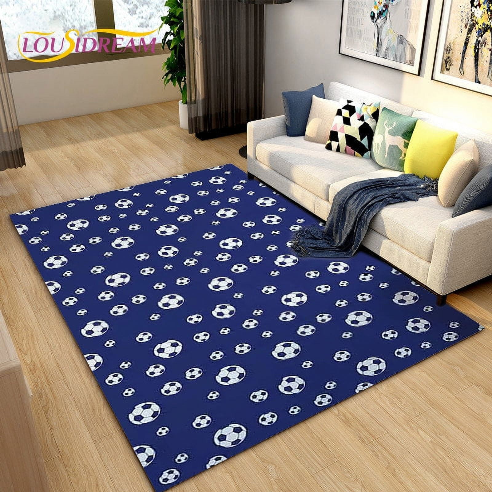3D Cartoon Soccer Football Area Rug Large Carpet Rug for Living Room ...