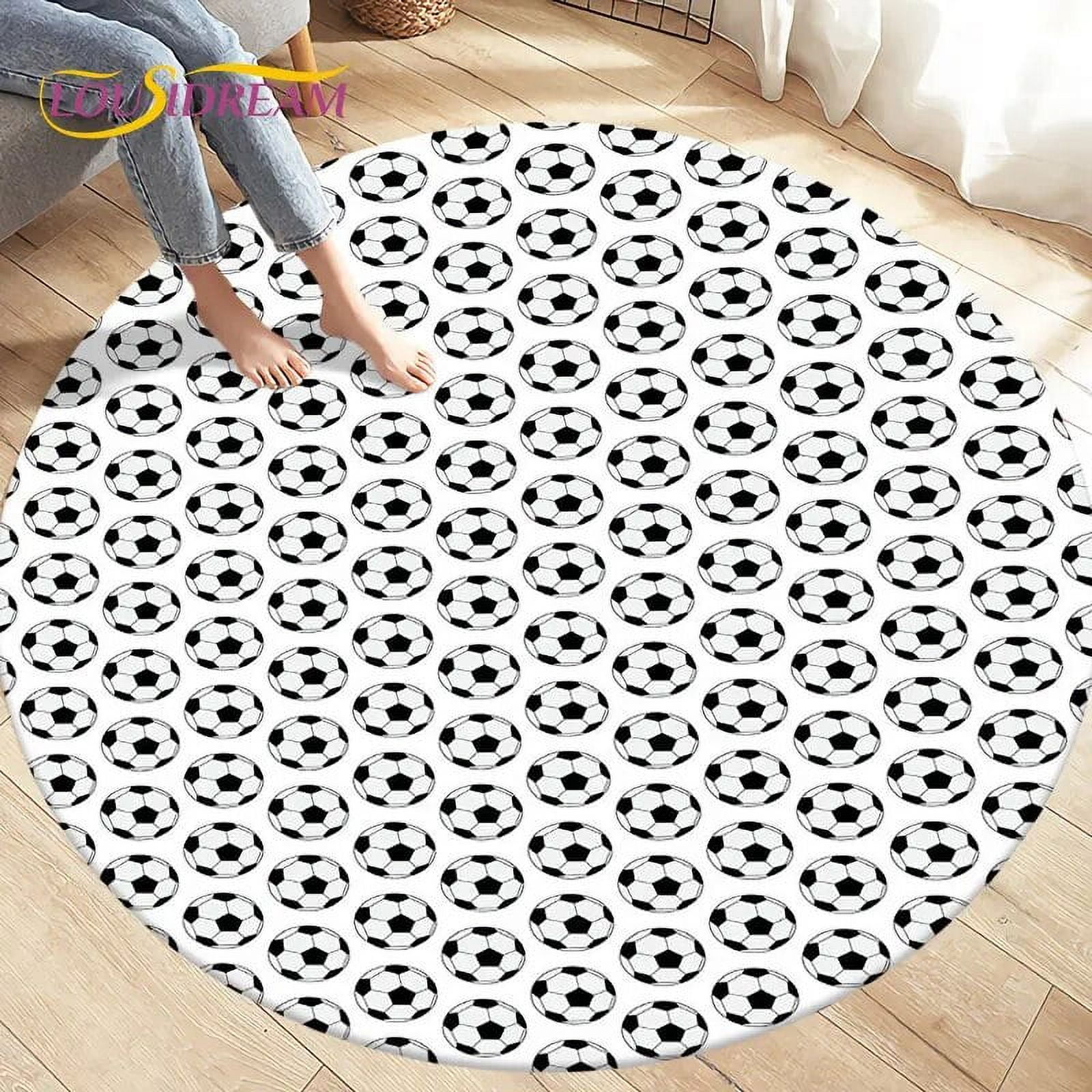 3D Cartoon Soccer Football Circle Area Rug Large Round Carpet Rug for ...