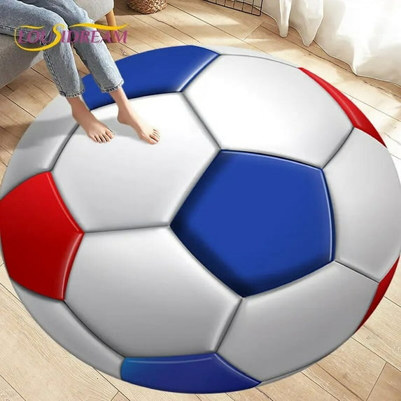3D Cartoon Soccer Football Circle Area Rug Large Round Carpet Rug for ...