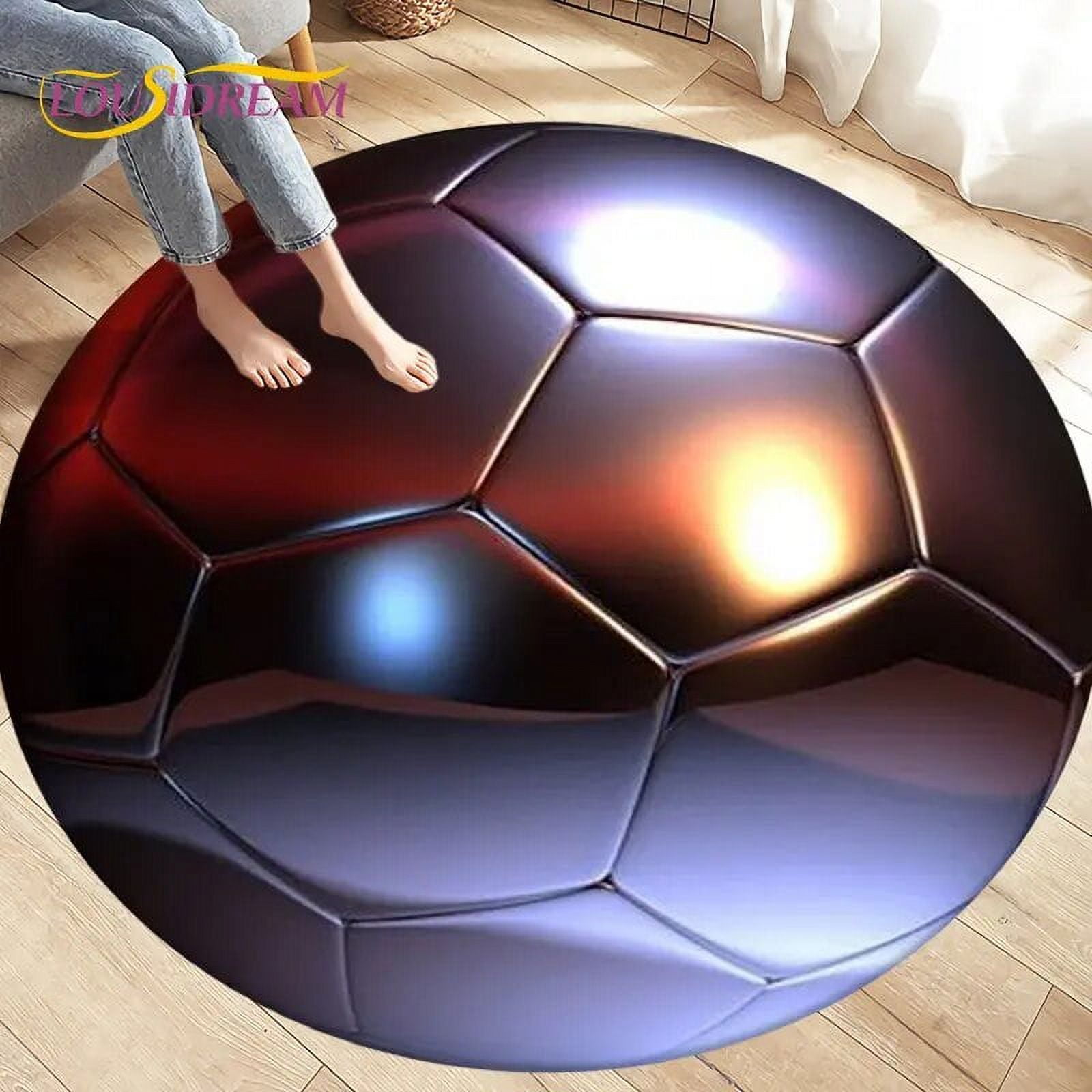 3D Cartoon Soccer Football Circle Area Rug Large Round Carpet Rug for ...
