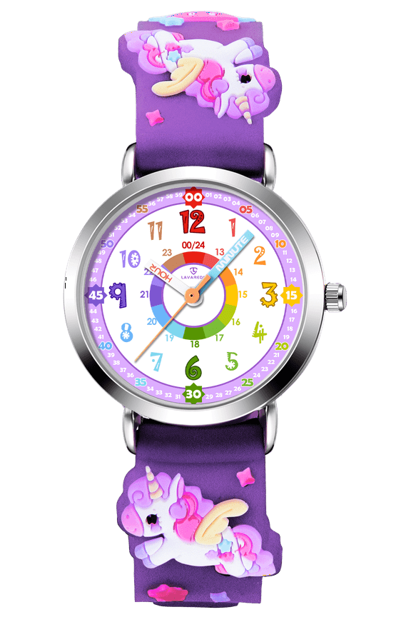 Kids Watch 3D Cartoon Watch Rainbow Dial Waterproof Watch for Girls Analog Watch with Quartz Movement Christmas Gift for Kids Age 4-12