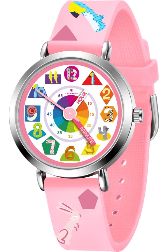 3D Cartoon Watch Rainbow Dial Waterproof Watch for Age 4-12 Analog Watch with Quartz Movement Christmas Gift for Age 4-12
