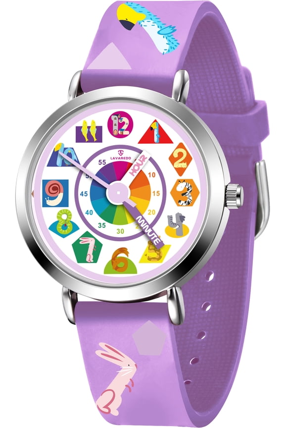 3D Cartoon Watch Rainbow Dial Waterproof Watch for Age 4-12 Analog Watch with Quartz Movement Christmas Gift for Age 4-12