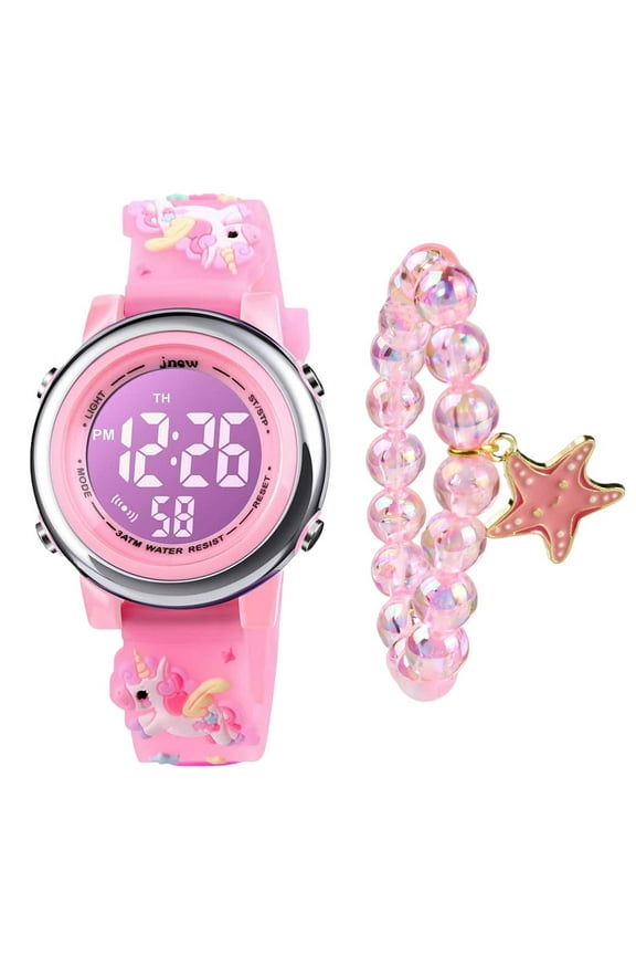 Kids 3D Cartoon Wristwatch for Ages 3-12 Digital Watches Waterproof Wristwatch with Cartoon Bracelet Gift for Girls Boys