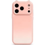 3D Cat Ear Phone Case for iPhone 15 16 17 Series, Cute Gradient Cover