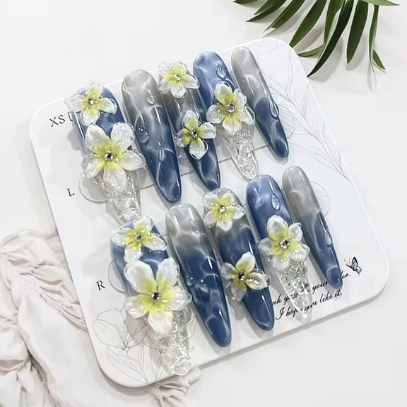 3D Cat Eye Press on Nails Handmade Reusable for Women Spring Summer