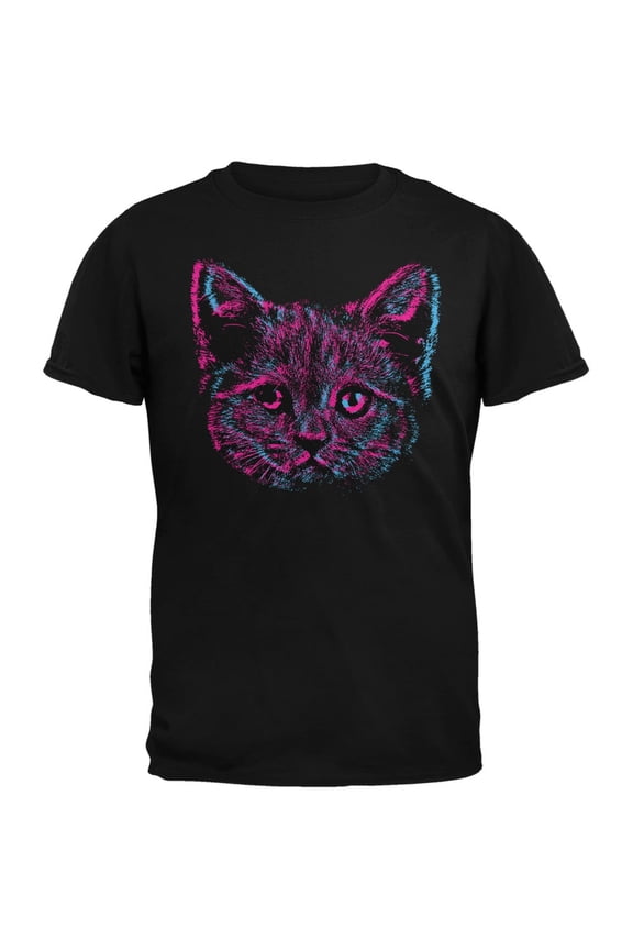 3D Cat Face Black Youth T-Shirt