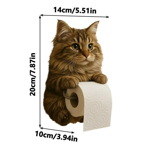 3D Cat Paper Holder, Animal Toilet Roll Holder, Funny Wall Mount Toilet Paper Holders, Lifelike Cats Resin Sculpture Bathroom Decor for Cats Lovers