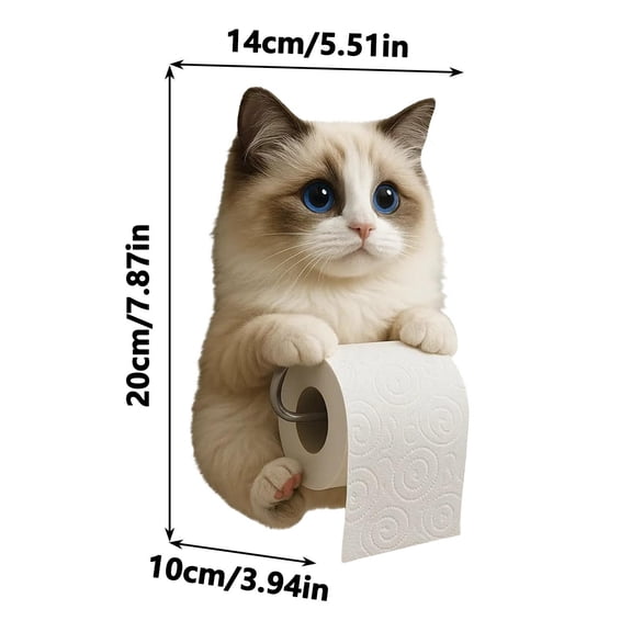 3D Cat Paper Holder, Animal Toilet Roll Holder, Funny Wall Mount Toilet Paper Holders, Lifelike Cats Resin Sculpture Bathroom Decor for Cats Lovers
