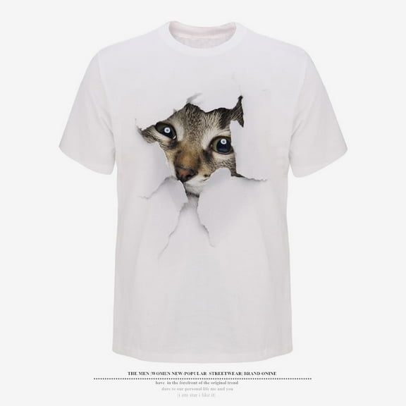 3D Cat Print Men's T-Shirt Short Sleeve