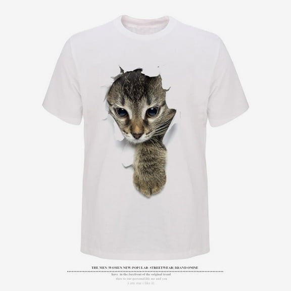 3D Cat Print Men's T-Shirt Short Sleeve