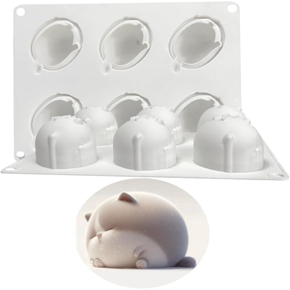 3D Cat Shape Silicone Baking Mold for Mousse Cake, French Dessert Mold for Pastry, Chocolate, Truffle, Pudding, Jelly, Cheesecake, Non-Stick & Reusable, Easy Release Baking Tool