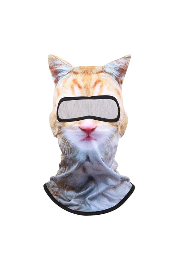 3D Cat Ski Balaclava Mask with Ears - Breathable Ice Silk Face Cover for Festivals, Parties, Raves, Halloween, Outdoor Activities