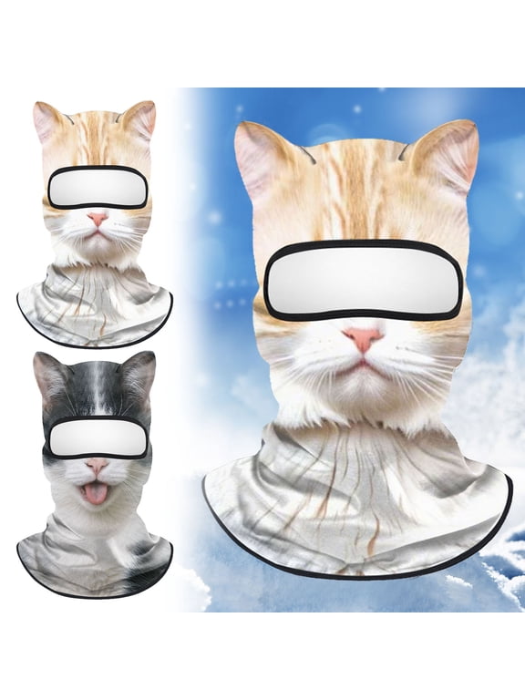 3D Cat Ski Balaclava Sheisty Face Mask with Ears Cute Animal Ski Mask Suitable for Festivals Raves Party Outdoor Activities