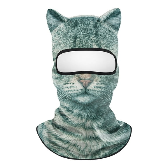 3D Cat Ski Mask with Ears Cute Animal Face Cover for Music Festivals, Raves, Halloween, Skiing Outdoor Activities Breathable for Men & Women