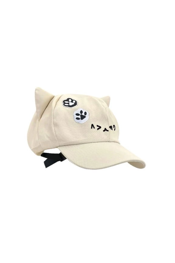 3D Cats Ear Baseball Hat With Adjustable Strap Theme Sunproof Hat For Women Girl Breathable Cotton Headwear