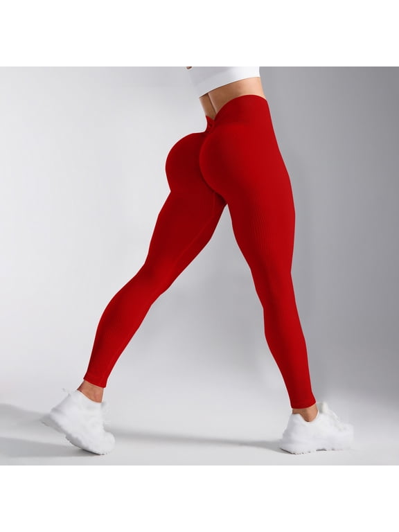3D Cellulite Leggings for Women Butt Lift Booty Workout Tights 3D Gym Leggings for Women Scrunch Butt Lifting Leggings Tummy Control Compression Pants No Front Seam Leggings Workout Yoga Pants Red M