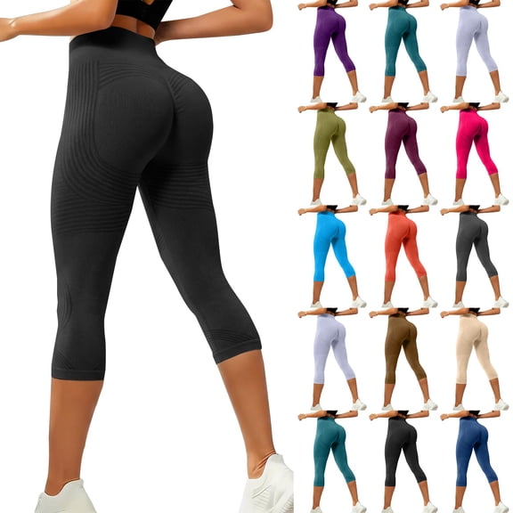 3D Cellulite Leggings – Women Capri Tummy Control Lifting Pants, Anti Cellulite Compression Yoga Pants with Resistance Band, Butt Lifting Workout Leggings