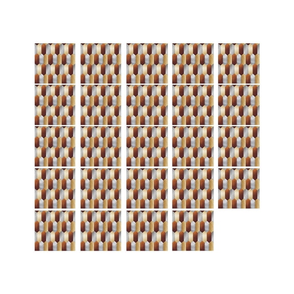 3D Ceramic Tile Stickers 24pcs Khaki, Peel & Stick, for Kitchen Stove Backsplash, Waterproof Heat Resistant, DIY Decor