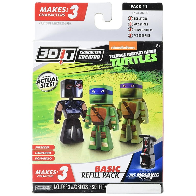 Jakks Pacific 3D Character Creator Teenage Mutant Ninja Turtles Plastic Action Figure 7.3 in Walmart