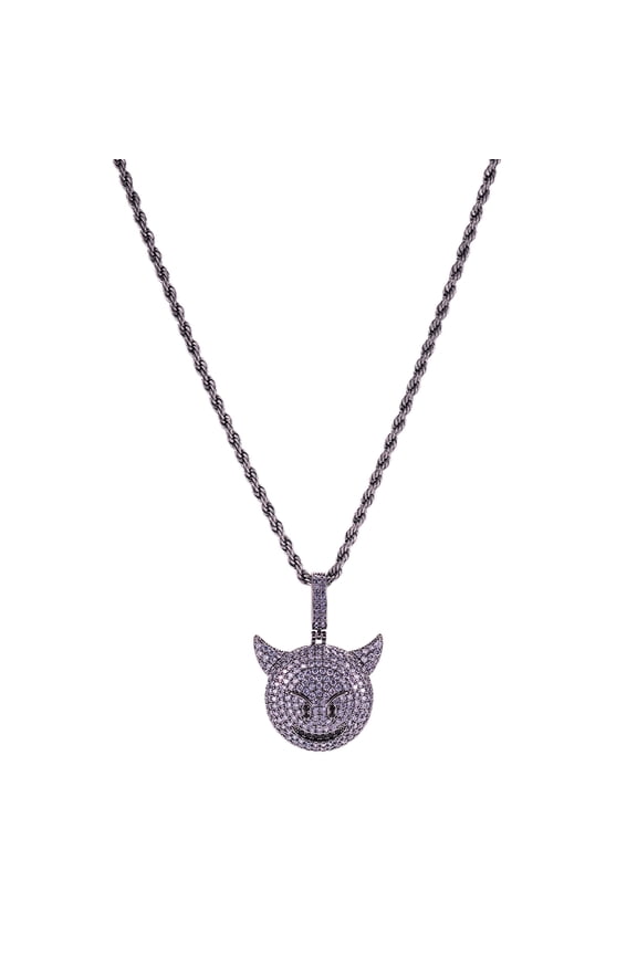 3D Charmander Little Devil Pendant Necklace, Copper Dragon Figure with Full CZ Stones, Iced Out Hip Hop Bling Chain Jewelry for Men and Women