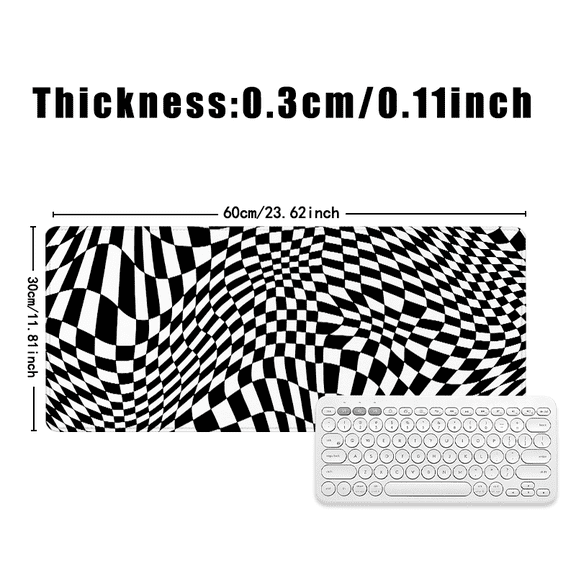 3D Checkerboard Pattern Mouse Pad 31.5 x 11.82 Inches Rubber Desk Mat for Office and Gaming