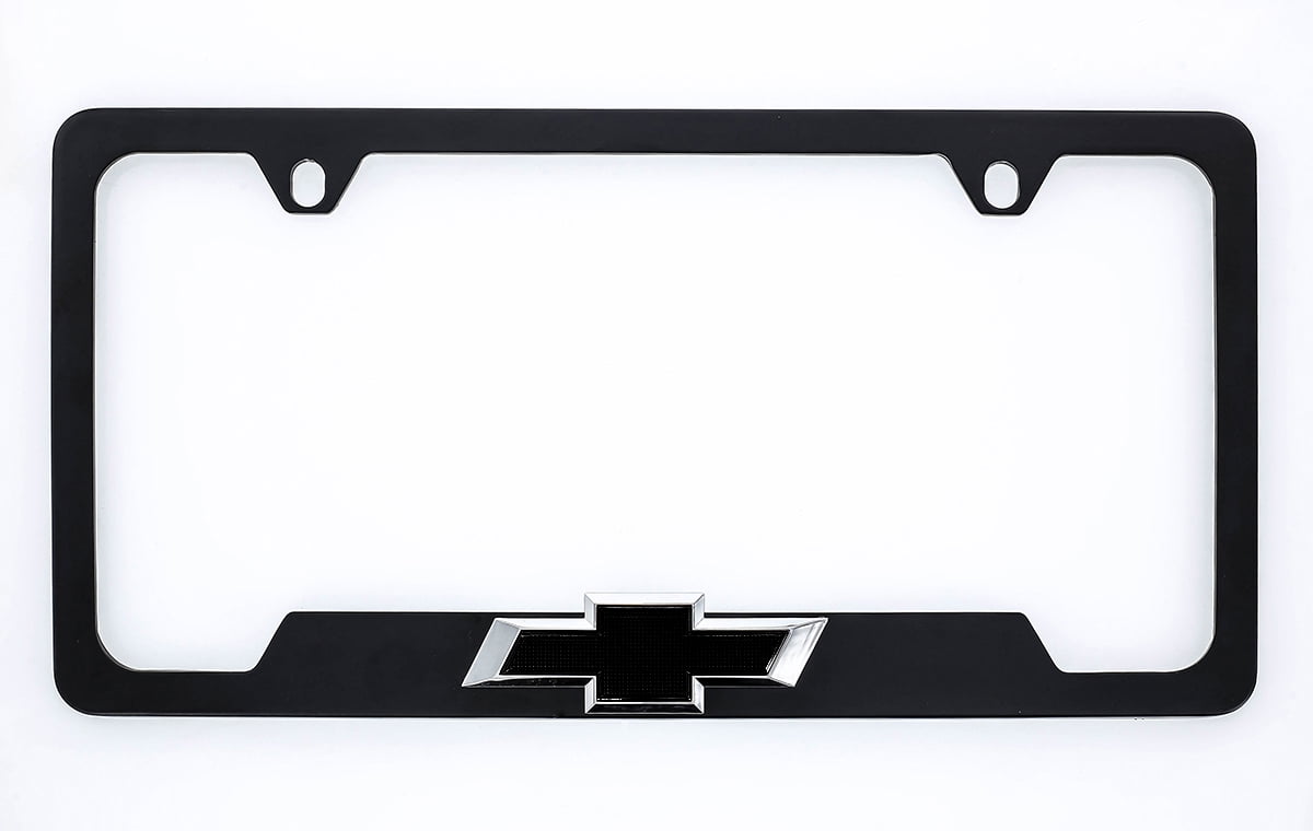 3D Premium Chevrolet Bowtie W/ Gold Script Logo Black License Plate - Licensed - GoodSpeed USA