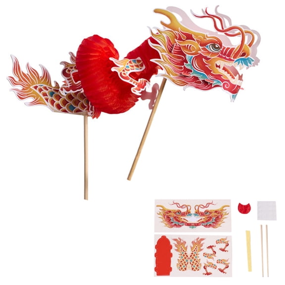 3D Chinese Paper Puppet Dance Dragon Assembly Toy Set for Kids Teens Adult Interactive 3D Paper Dragon Puppets Craft Set