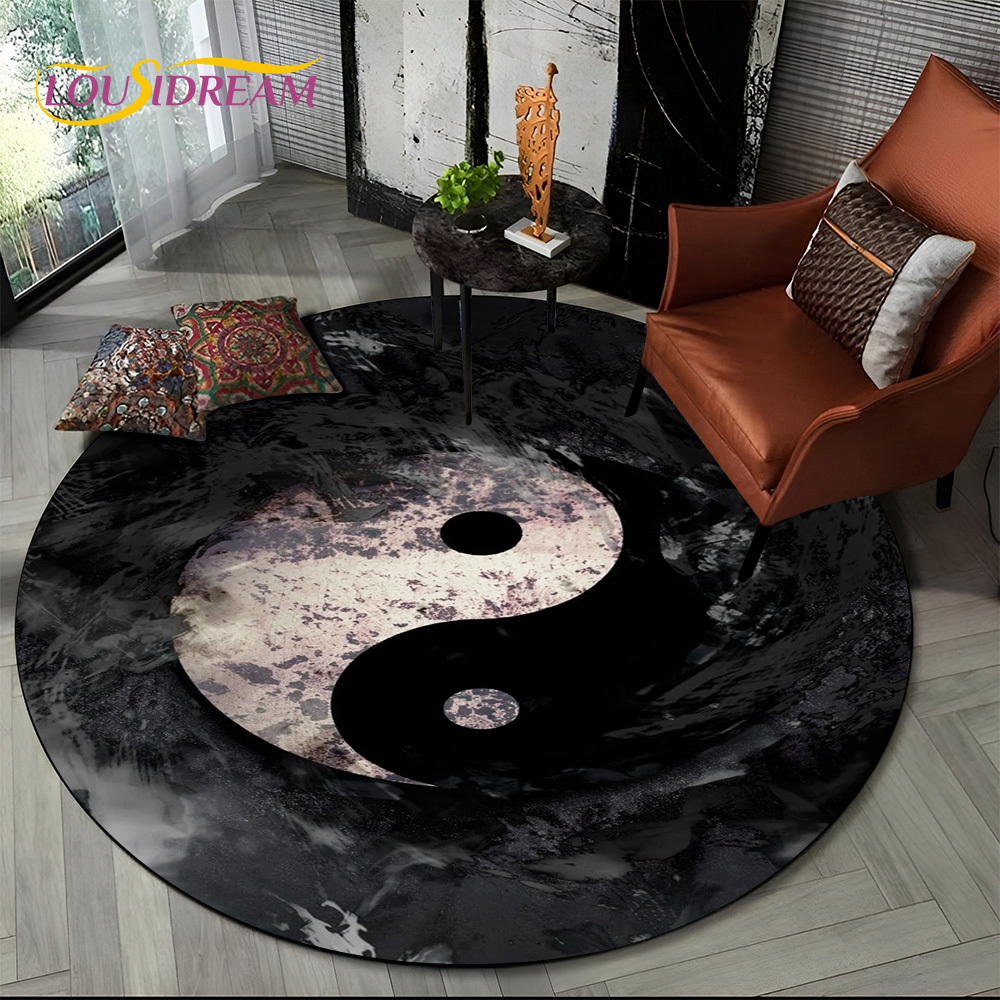 3D Chinese Tai Chi Naturalize Yin and Yang Round Carpet Rug for Living ...