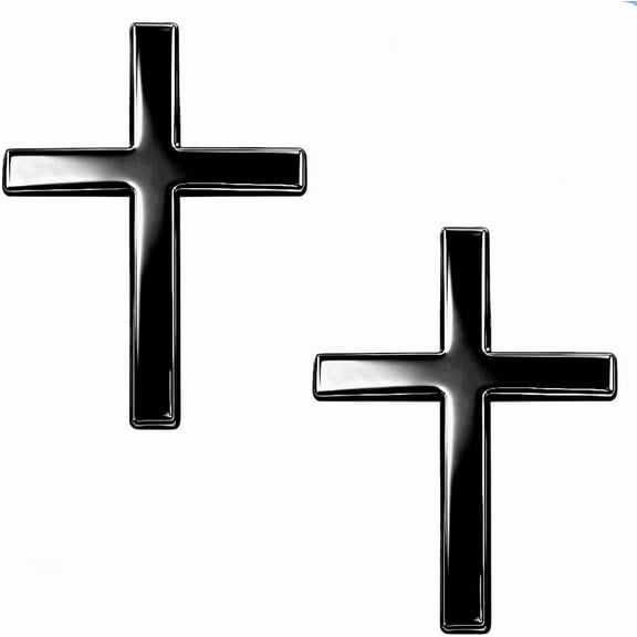 3D Christian Cross Car Emblem, 2 Pack Metal Jesus Fish Symbol Auto Badge, Self-Adhesive Waterproof Cross Decal Sticker for Car Truck SUV Window - Scratch Cover, Faith Decoration Gift(wwx)