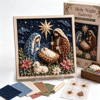 3D Christian Fabric Poke Art Kit, 3D Fabric Poke Art Kit for Adults with Pre-Cut Squares, Religious DIY Craft Kit for Christian Home Decor & Faith Gifts