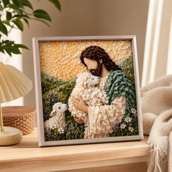 3D Christian Fabric Poke Art Kit, Christmas Fabric Poke Art Kit for Adults With Pre-Cut Squares,Embroidery Jesus Nativity Scene Religious DIY Craft Kit for Christian