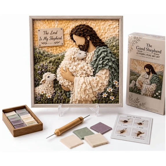 3D Christian Fabric Poke Art Kit, Pre-Cut Fabric Craft Set for Adult Beginners, Nativity Scene Textured Wall Decoration, Christian Gifts & Christmas Presents for Women